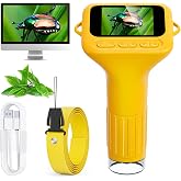 SKYBASIC Digital Microscope for Kids, 2" Screen 1000X Handheld Microscope HD Pocket Portable Microscopes Camera, Science Edu Fun Birthday Gifts Toys for Ages 4-12 Children Students Boys Girls -Yellow