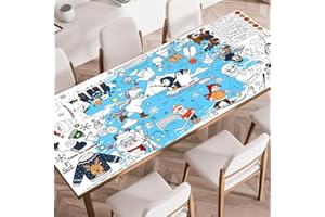 SPERINGEEN Winter Tablecloth Decorations, Holiday Crafts for Kids, Essentials Winter Themed Coloring Games Activities Gifts Poster Banner Table Cover for Holiday Children Family School Party Decor