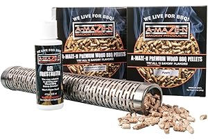 A-Maze-N Combo Pack, 12" Oval Tube Smoker, 2lbs of Apple & Pitmaster Choice BBQ Pellets, Starter Gel