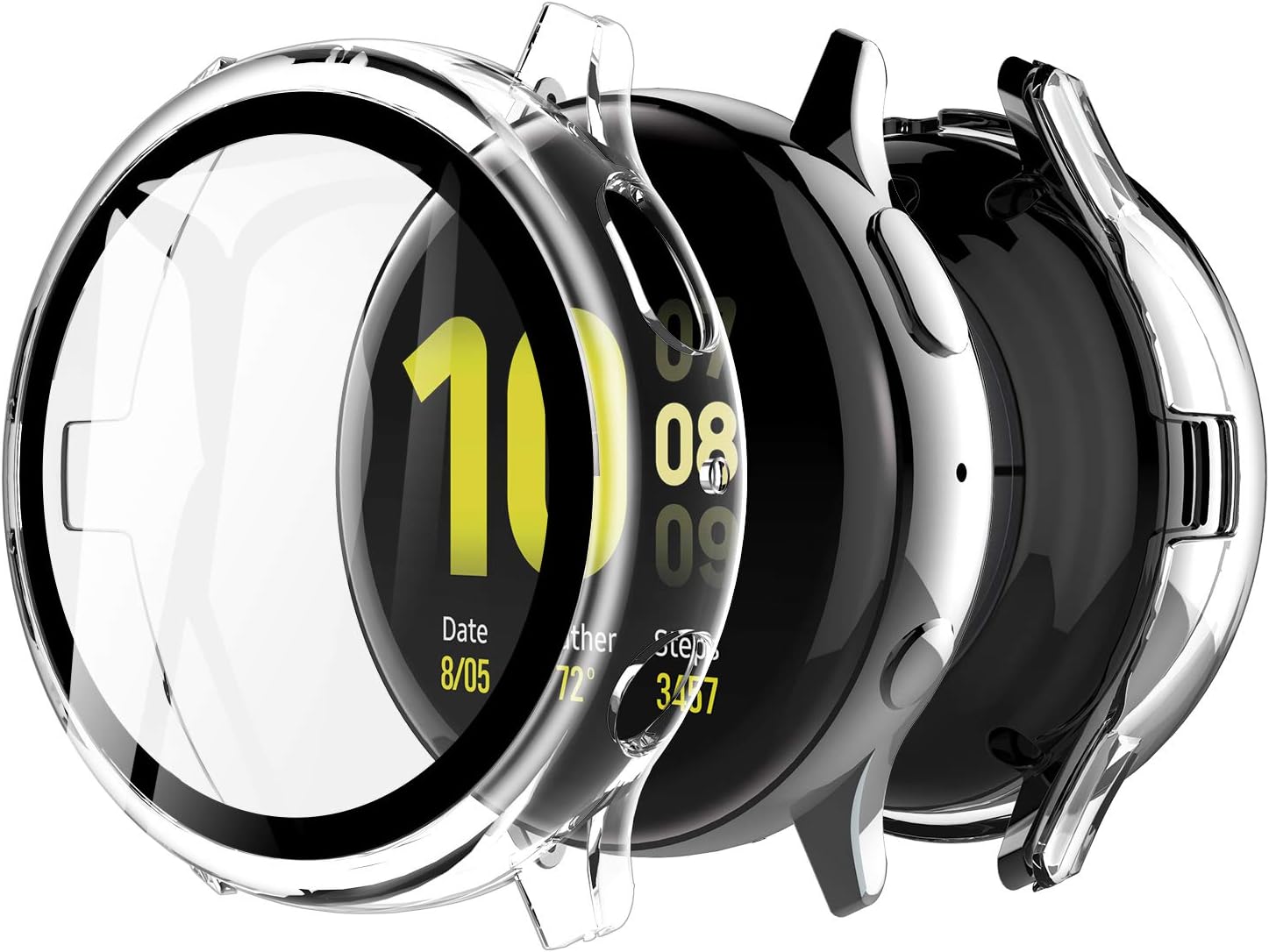 LK 2 Pack Tempered Glass Case Compatible with Samsung Galaxy Watch Active 2 40mm Screen Protector, All-around Bumper Protective, Hard PC Protector Cover Smartwatch Accessories - Clear