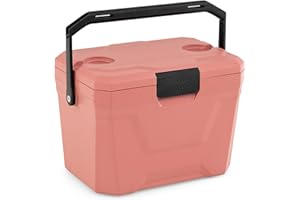 COSTWAY Insulated Portable Cooler, Hard Shell Ice Chest w/ 2 Cup Holders, Bottle Opener, Drain Plug, 3-Day Ice Retention, Out