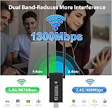 Omivine USB 3.0 WiFi Bluetooth Adapter 1300Mbps 5.8G/2.4G Dual Band AC PC Laptop view 3