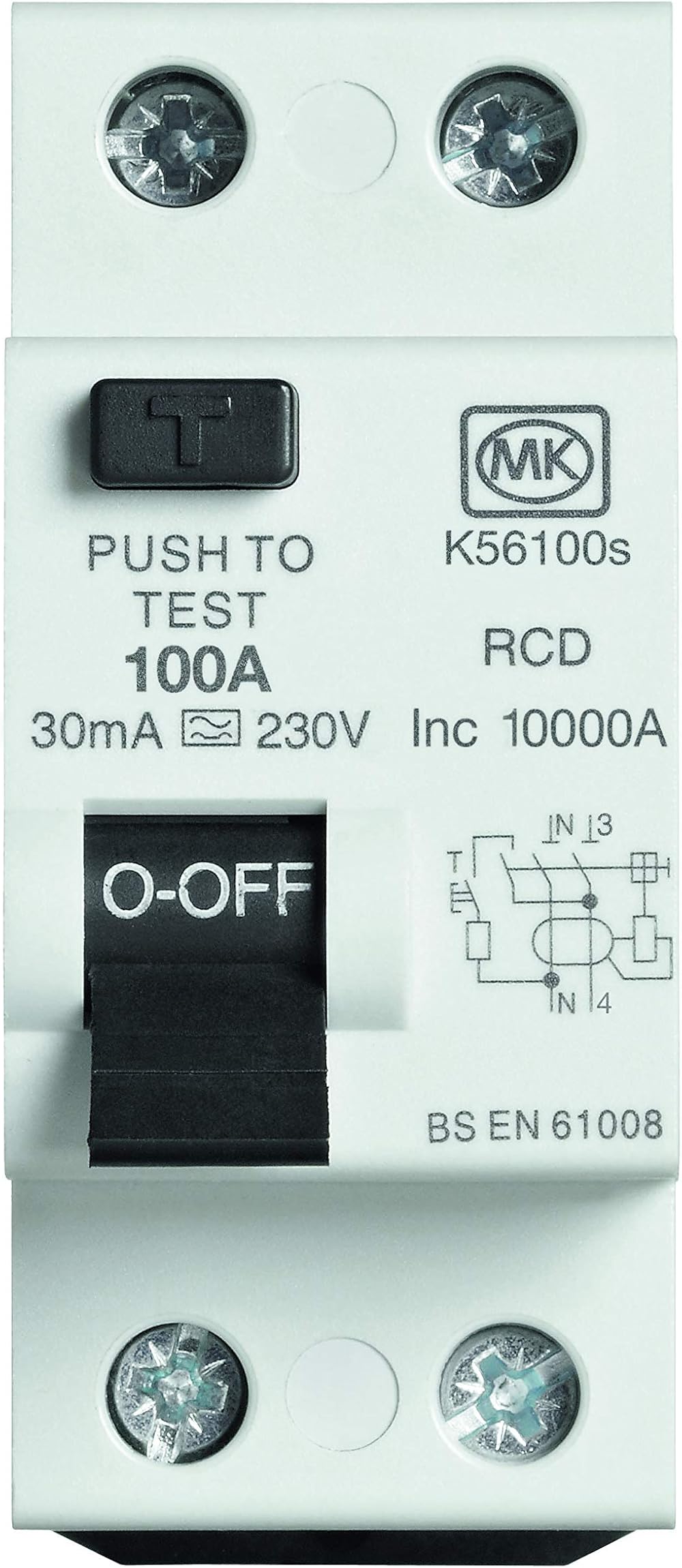 MK Electric Sentry RCD 100A 30mA 230V DP Type A 2 Module