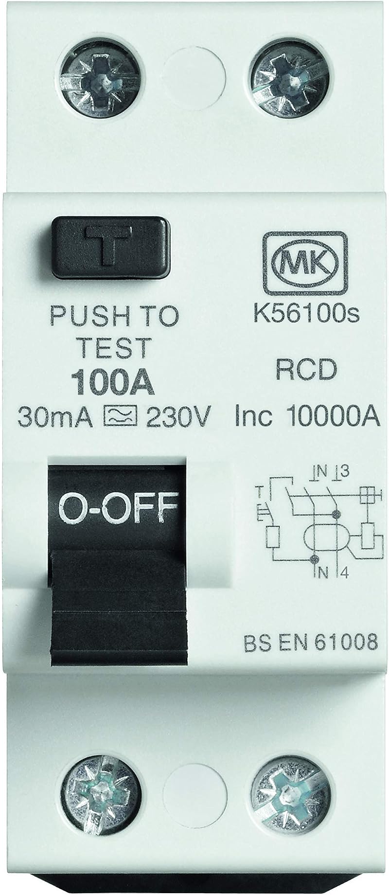 MK Electric Sentry RCD 100A 30mA 230V DP Type A 2 Module