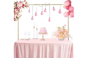 Fanqisi Over The Table Rod Stand with Clamps, Table Arch Stand Adjustable 12"-40" Tall 48"-97" Length, Gold Metal Balloon Stand for Wedding Birthday Party Graduation Ceremony Decoration