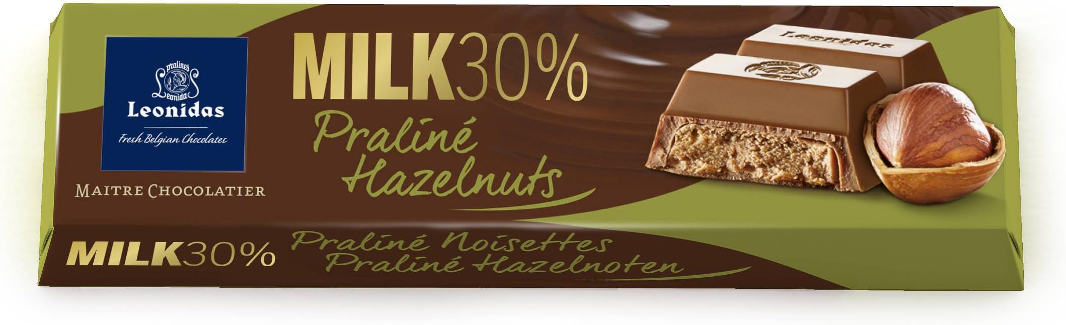 Leonidas Belgian Chocolates - 50 gr Batons - Milk Hazelnut Praline - Carton