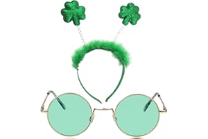 SUNNYPRO St Patricks Day Costume Accessories Shamrock Green Headband Green Sunglasses