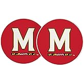 Desert Cactus University of Maryland Car Accessories UMD Terrapins Absorbent Sandstone Cup Coasters Licensed Product Set of 2 (Design A)
