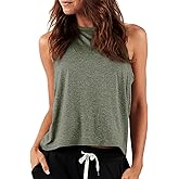 LASLULU Womens Crop Tops Sleeveless Workout Tops Halter Neck Cropped Tank Flowy Athletic Shirts Muscle Tank