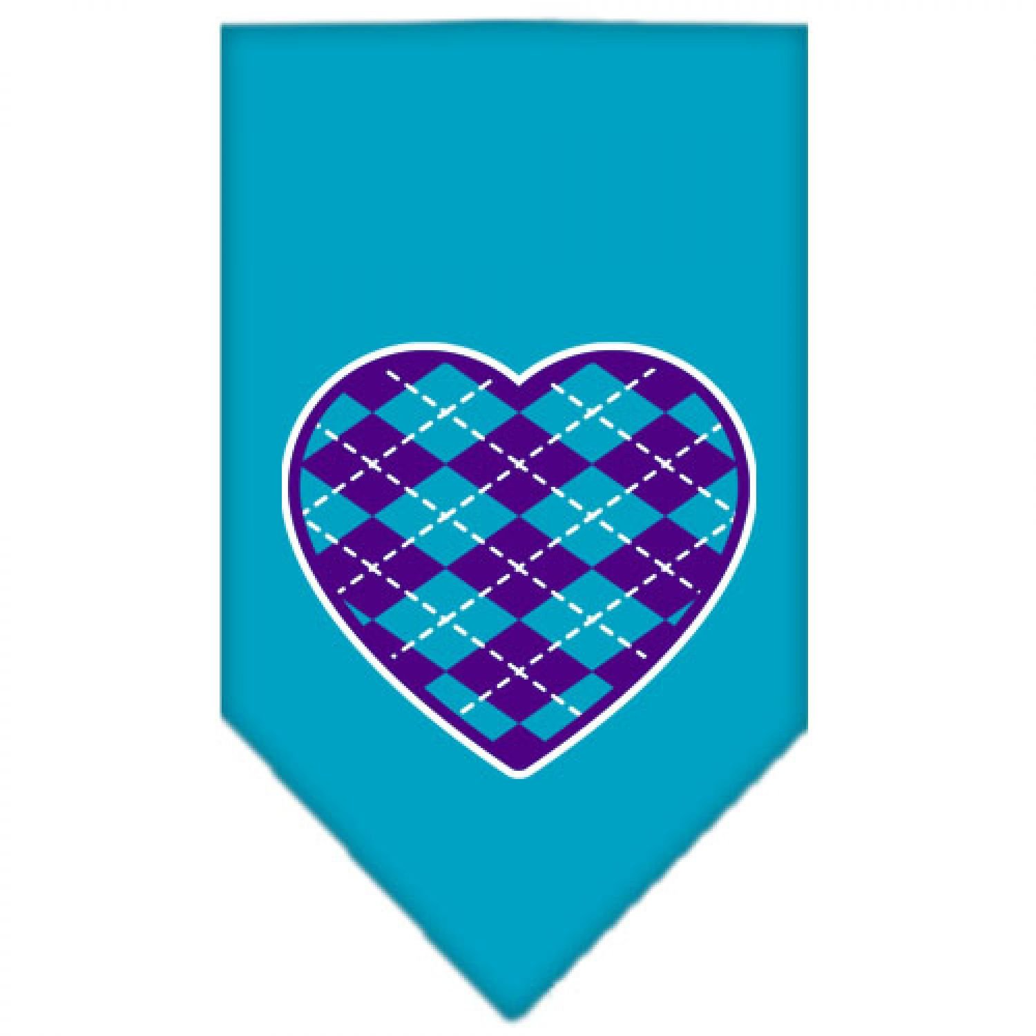 Mirage Pet Products Argyle Heart Purple Screen Print Bandana for Pets, Small, Turquoise