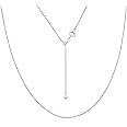 Miabella 925 Sterling Silver or 18K Gold Plated Italian 1mm Adjustable Solid Thin Bolo Box Chain Necklace for Women / 14-24 Inch Slider/Made in Italy