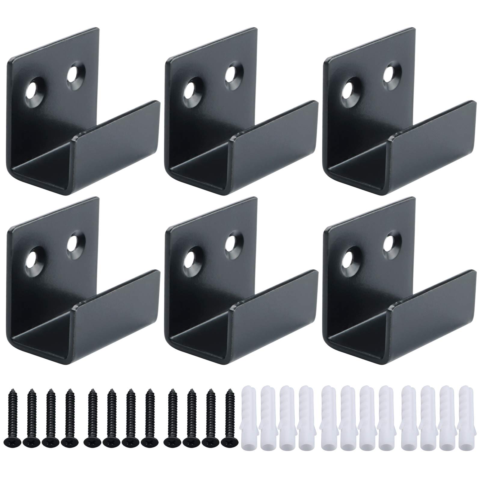 Sayayo Stainless Steel Picture Rail Hooks Picture Hanging Mirror Clips Mirror Fixings Hanging Kits Heavy Duty Ceramic Tile Display Bracket, Matte Black Finish, 6 PCS (20MM Inside Width)