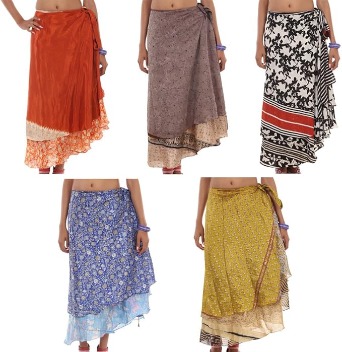 Wrap Around Skirts Wholesale Lot of 3 Pieces Printed Reversible Two