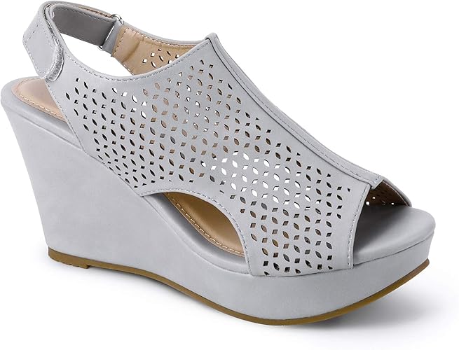 Amazon Com Trary Women S Adjustable Strap Peep Toe Wedge Sandal