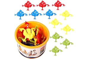 Jumping Frog Toy 12PCS Leap Flip Frog Game with Bucket Plastic Jumping Frogs Colorful Funny Crazy Frog for Boys Girls