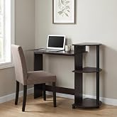 Furinno Compact 29-Inch Wide Computer Desk with 3 Side Shelves, Dark Mocha | Rectangular, Office Desk, Home Office Desk, Gaming Desk for Dorm, Home Office, Bedroom, Study Room