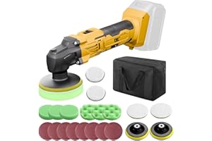 DEFORCE Cordless Buffer Polisher Compatible for Dewalt 20V Battery(Battery Not Included), 6 Variable Speed Up to 3634RPM, 21 Accessories Brushless Power for Car Detailing/Polishing/Waxing/Scratch Yellow