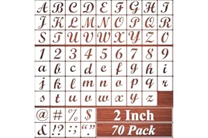 REOLAN 2 Inch Alphabet Letter Stencils for Painting - 70 Pack Letters and Numbers Stencil Templates with Signs for Painting on Wood, Reusable Letter and Number Stencils for Chalkboard Wood Signs & Wall Art