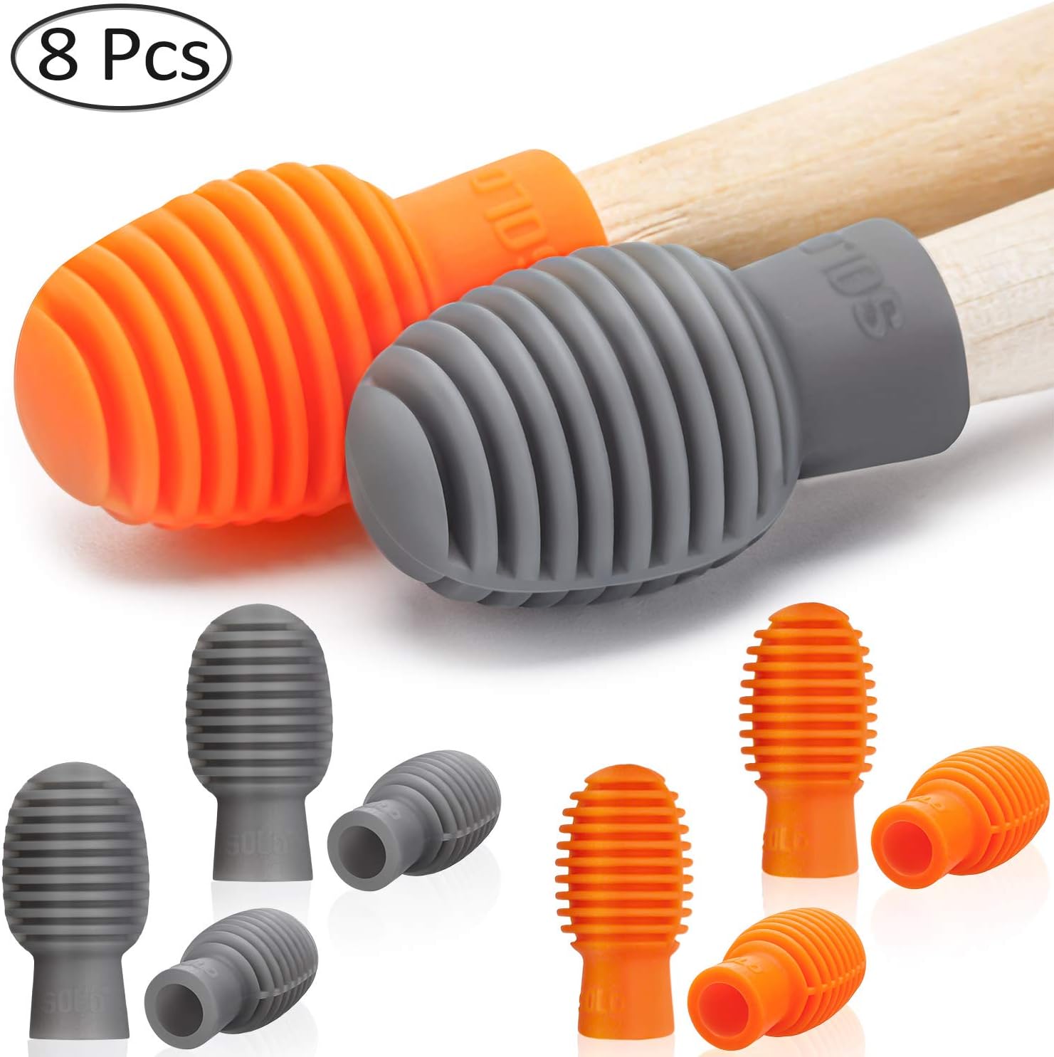 8 Pieces Drum Mute Drumstick Silent Tip Drum Dampener Accessory Rubber