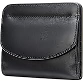 EutDett Small Leather Wallet for Women, Ultra-Thin Bifold Wallet with Coin Pocket, Compact Women's Wallets for Travel, Small Ladies Coin Purse (ST-Black)