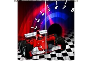 YCness Race Car Curtains for Boys Bedroom, Racing Car Speed Extreme Sport Cool Window Treatments for Teens Kids Mens Room Decor, Red Sports Car Drapes 2 Panel Sets,42x54 Inch