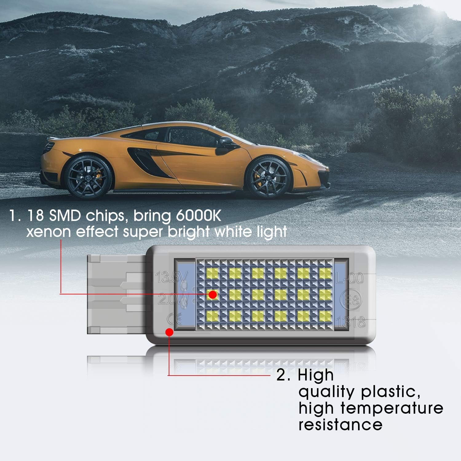WinPower LED Footwell Light Under Door Lights Luggage Lamp Glovebox Bulb Trunk Lights 6000K White Compatible with Passat B6/B7/B8 Golf 5/6/7/plus A3/S3 8L A4/S4 B5 RS4 A4 B9 Superb Rapid etc - Image 4