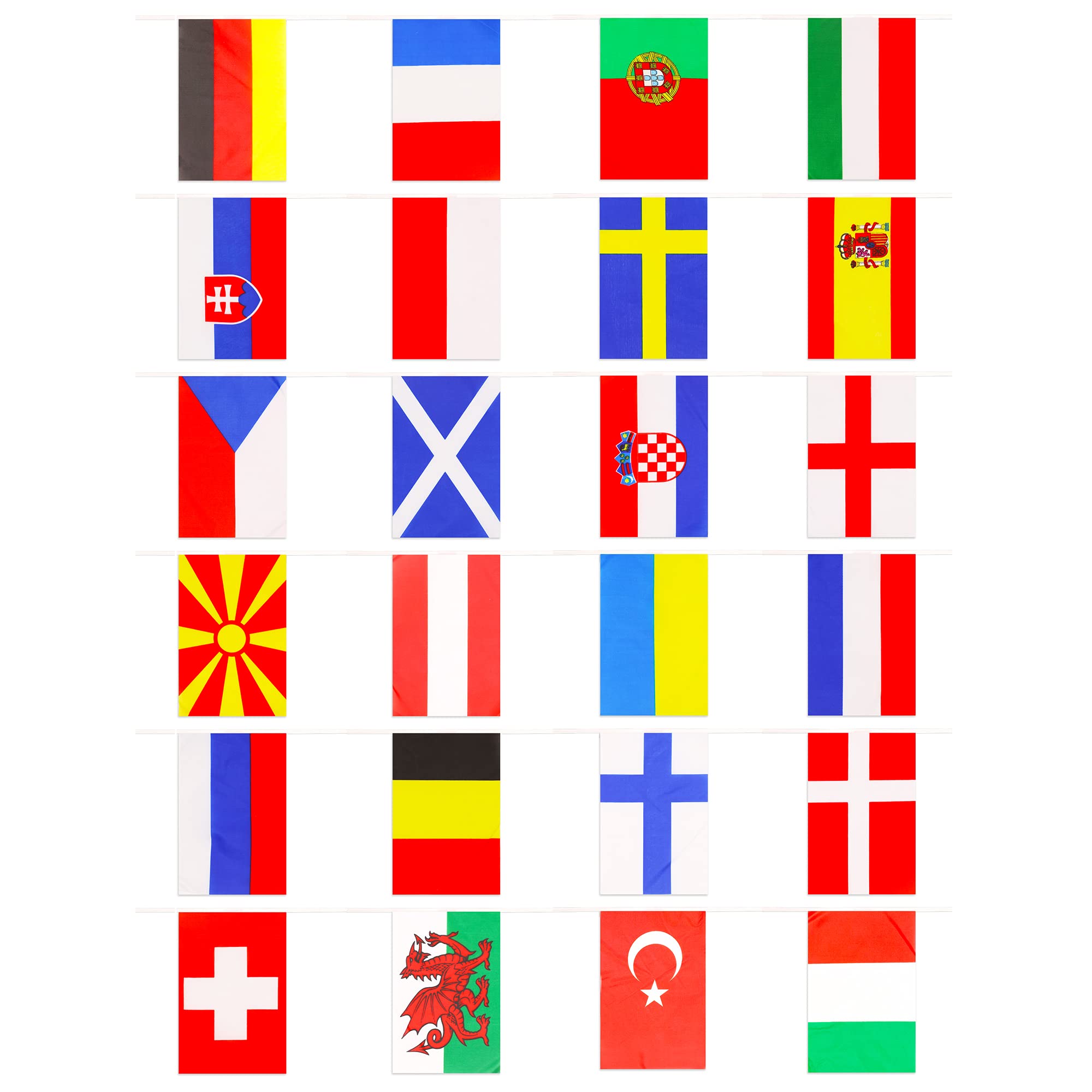 Euros 2020/2021 Bunting All 24 Countries 30ft Long European Football Team Supporters Flag Hanging Decorations