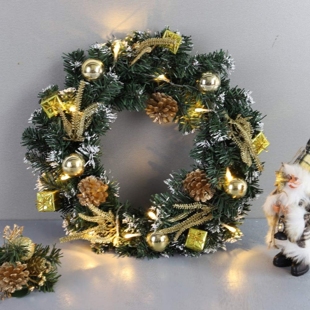 Balight Christmas Wreath with Battery Operated LED String Lights Front Door Hanging Garland Holiday Decorations