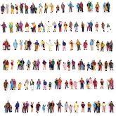 CWBPING 100pcs 1:87 HO Scale Standing Scenery Passengers Model Train Park Street People Figure Model Building Kit