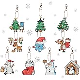 DOOHALO 10 PCS Diamond Art Christmas Ornaments Cute Small Diamond Paintings Art Key Chain Double Side DIY Hang Painting Kits for Adults (Cute A)