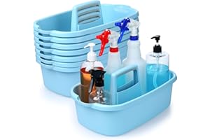 Uiifan 8 Pcs Plastic Cleaning Caddy Organizer with Handle Bulk Cleaning Storage Caddy Cleaning Tool Carry Caddy Multiuse Cleaning Basket for Commercial Use Spray Bottle Brush Sponge Home Office School