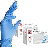 Basic Medical Synmax Vinyl Exam Gloves - Latex-Free & Powder-Free - Medium, BMPF-3002 Blue 2 Boxes of 100