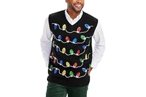 Tipsy Elves Men's Ugly Christmas Sweater Vests - Funny and Tacky Embellished Christmas Sweaters for Men