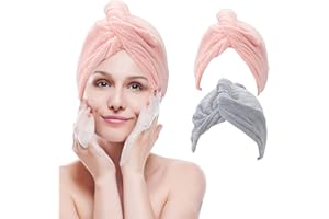 2 Pack Microfiber Hair Towel, Hair Towel Wrap for Women, Quick Drying Soft Microfiber Towel Hair, Fast Absorbent Hair Wrap To