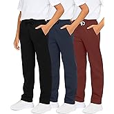 Real Essentials 3 Pack: Boys' Tech Fleece Open Bottom Sweatpants with Pockets (Size 6-24)