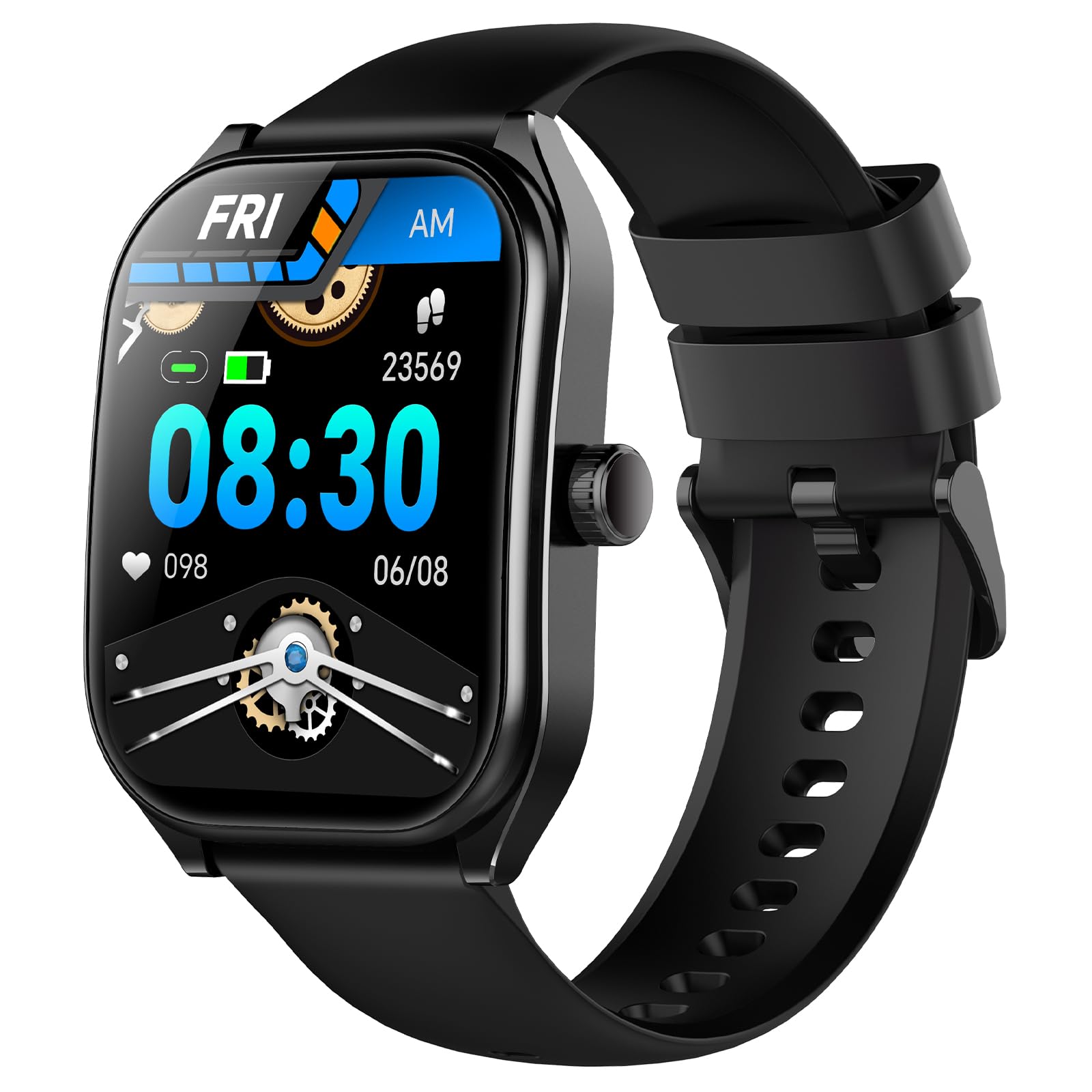 Curve Smart Watch for Men Women Answer Make Calls, 2.01″ Fitness Tracker with 100 Sport Modes, Step Counter Heart Rate Sleep Tracker Accurate, IP68 Waterproof Fitness Watch for Android iOS, Black