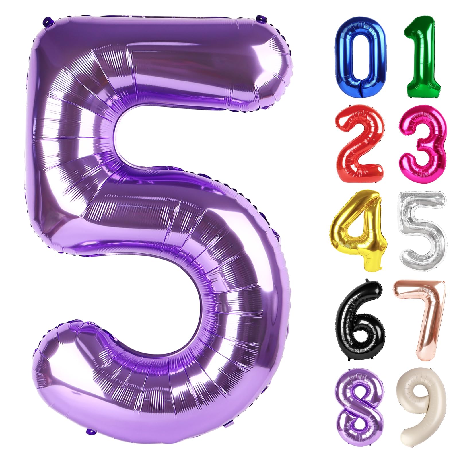 Photo 1 of 5 Balloon - Purple Birthday Number Balloons, 40 Inch Large Foil Balloons for Men Women Boys Girls Purple Themed Birthday Decorations