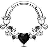 CM Crareesi Mania Rose Septum Rings 16G Septum Piercing Jewelry 316L Stainless Steel Daith Piercing Jewelry Heart Daith Earrings for Women