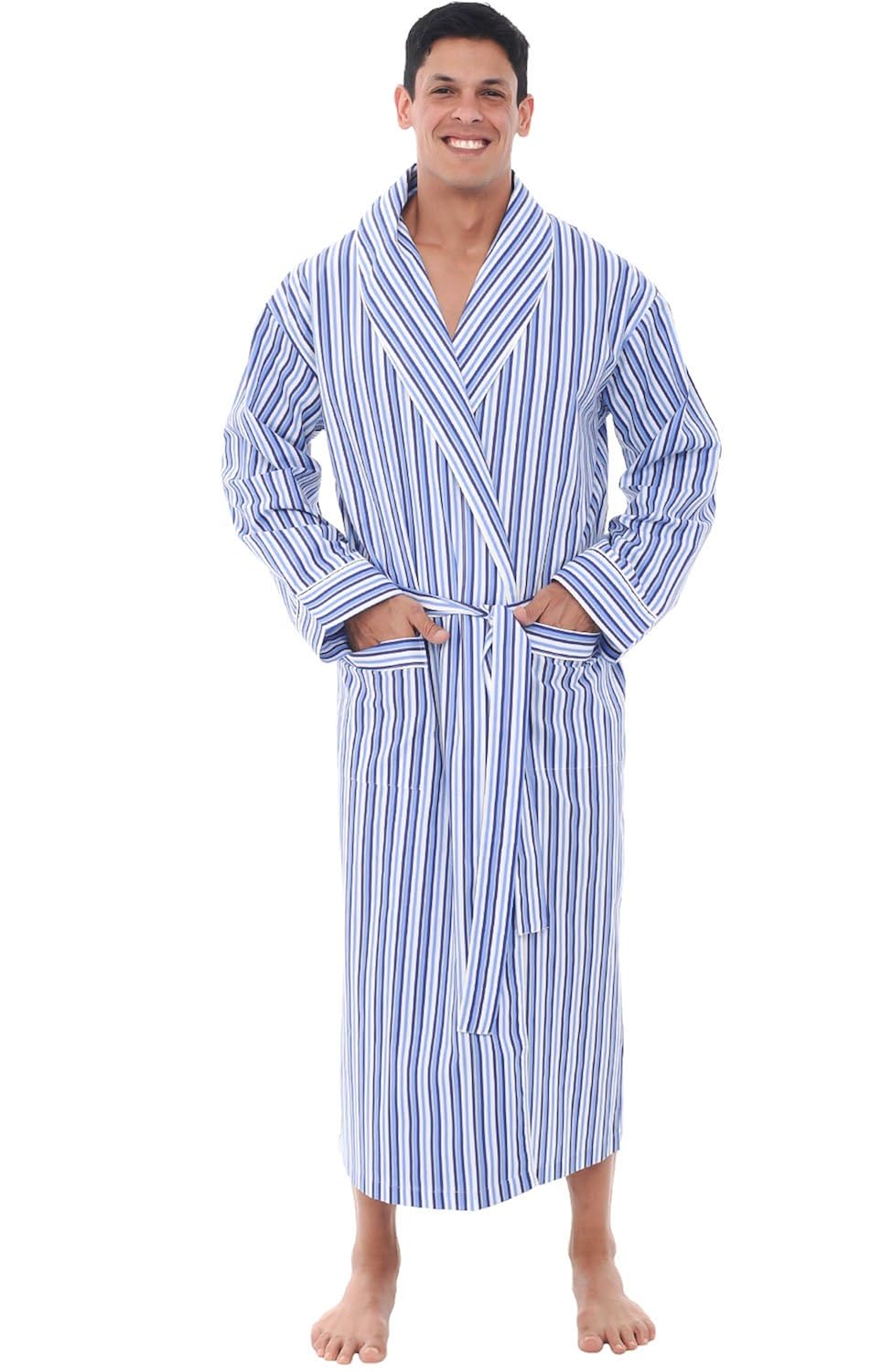Alexander Del Rossa Men's Lightweight Cotton Robe, Solid Woven Kimono