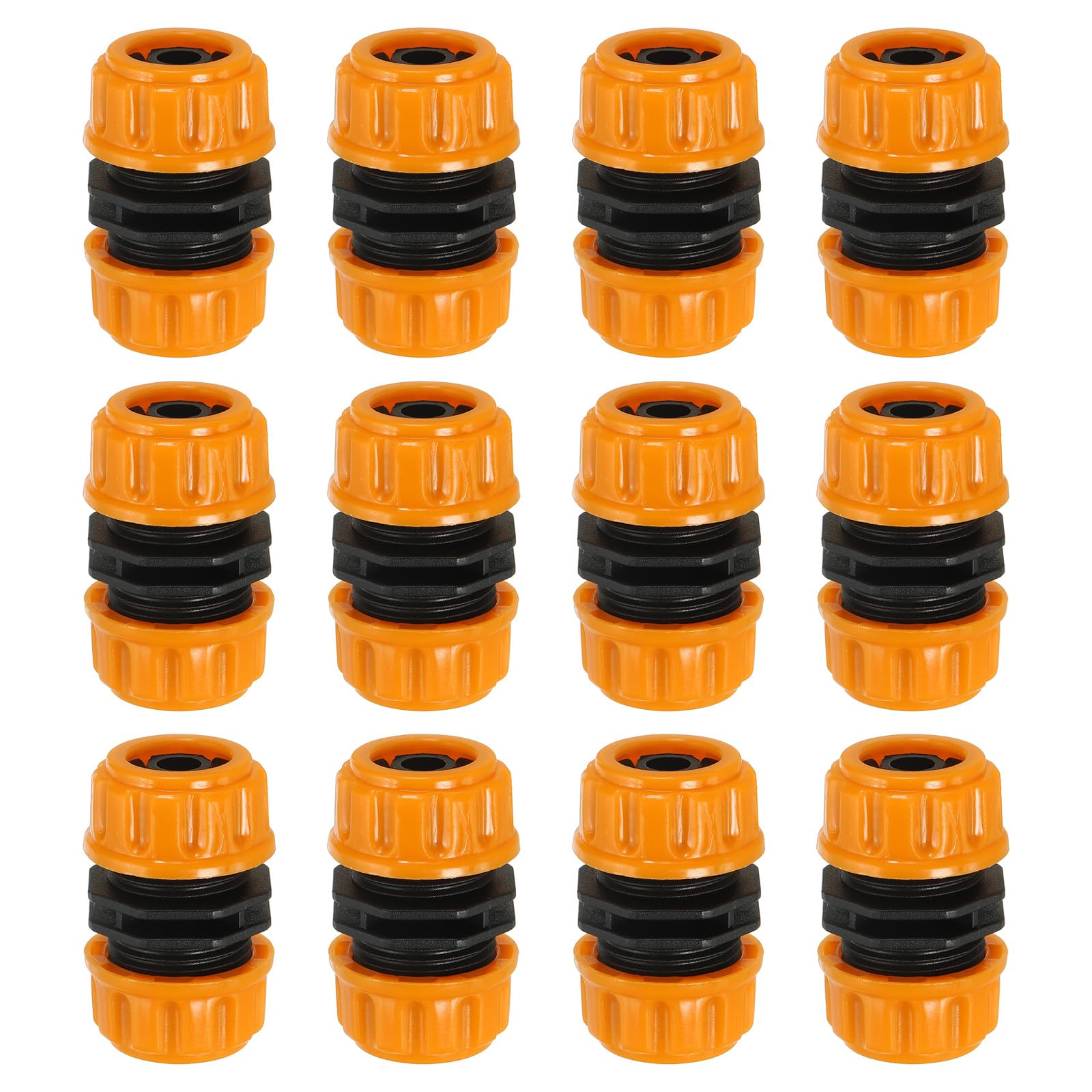 PATIKIL 1/2" Garden Hose Repair Kit Connector Extender, 12 Pcs Plastic Quick Water Hose Connectors Leakproof Design Fittings, Marigold