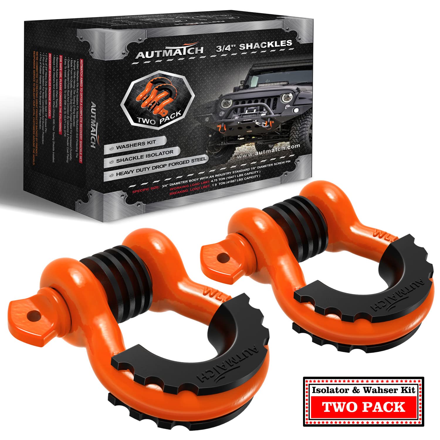 AUTMATCH D Ring Shackle 3/4" Shackles