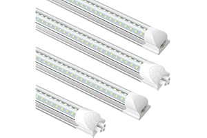 SHOPLED LED Shop Light 5FT, 50W 6500LM 6000K Cool White, V-Shape T8 Linkable LED Tube Lights, Work Shop Lights for Garage, Workbench, Basement, ETL Listed, 4 Pack