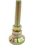 J.W. Winco Level-IT 6T2LIT Series LPST Carbon Steel Threaded Stud Type Leveling Mount, Yellow Zinc Plated Finish, Inch Size, 3/8-16 Thread Size, 2.00" Thread Length, 3750lbs Maximum Load Capacity