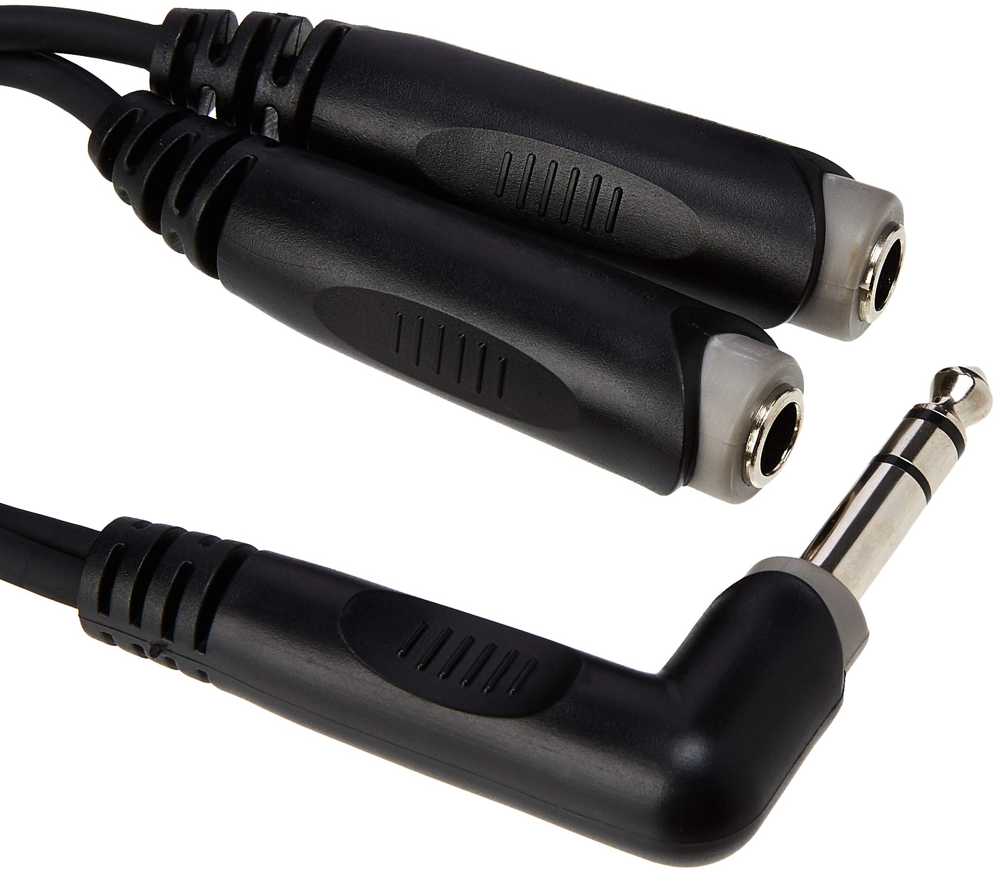 "Pro Audio RAYC220""6.3 mm Stereo Right Angle Plug to 2 x 6.3 mm Stereo Sockets"" Splitter Cable", black