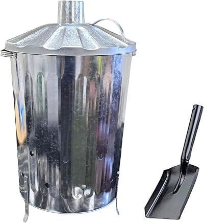 Srendi 90 Litre Galvanised Steel Incinerator with Lid and Free Shovel
