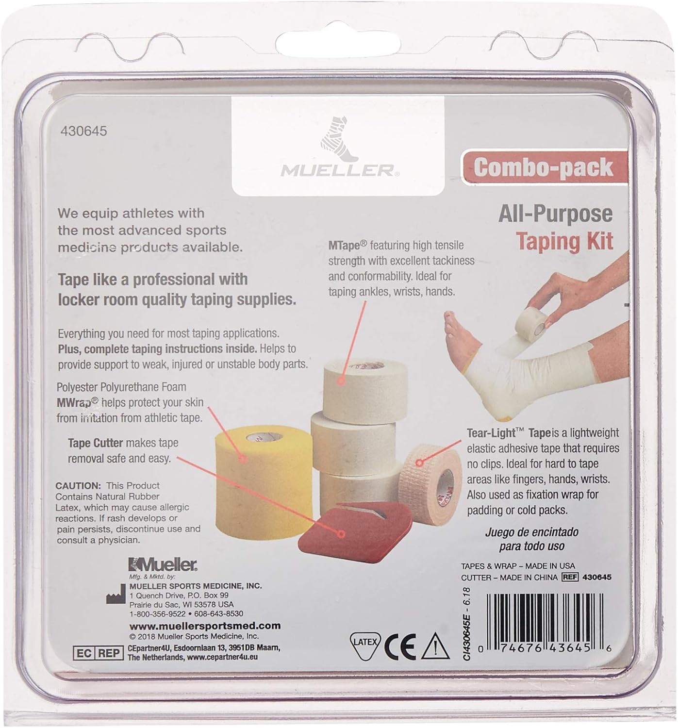 Mueller All-Purpose Taping Kit | Includes 3 Rolls Athletic Tape, 1 Roll Foam Prewrap, 1 Roll Tear-Light Tape, 1 Tape Cutter: Health & Personal Care