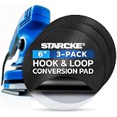 STARCKE 6 Inch PSA to Hook &amp; Loop Conversion Pads 3-Pack No Hole | Pressure Sensitive Adhesive, Replacement Backing Pad, Peel and Stick, Compatible with Hook &amp; Loop Sandpaper