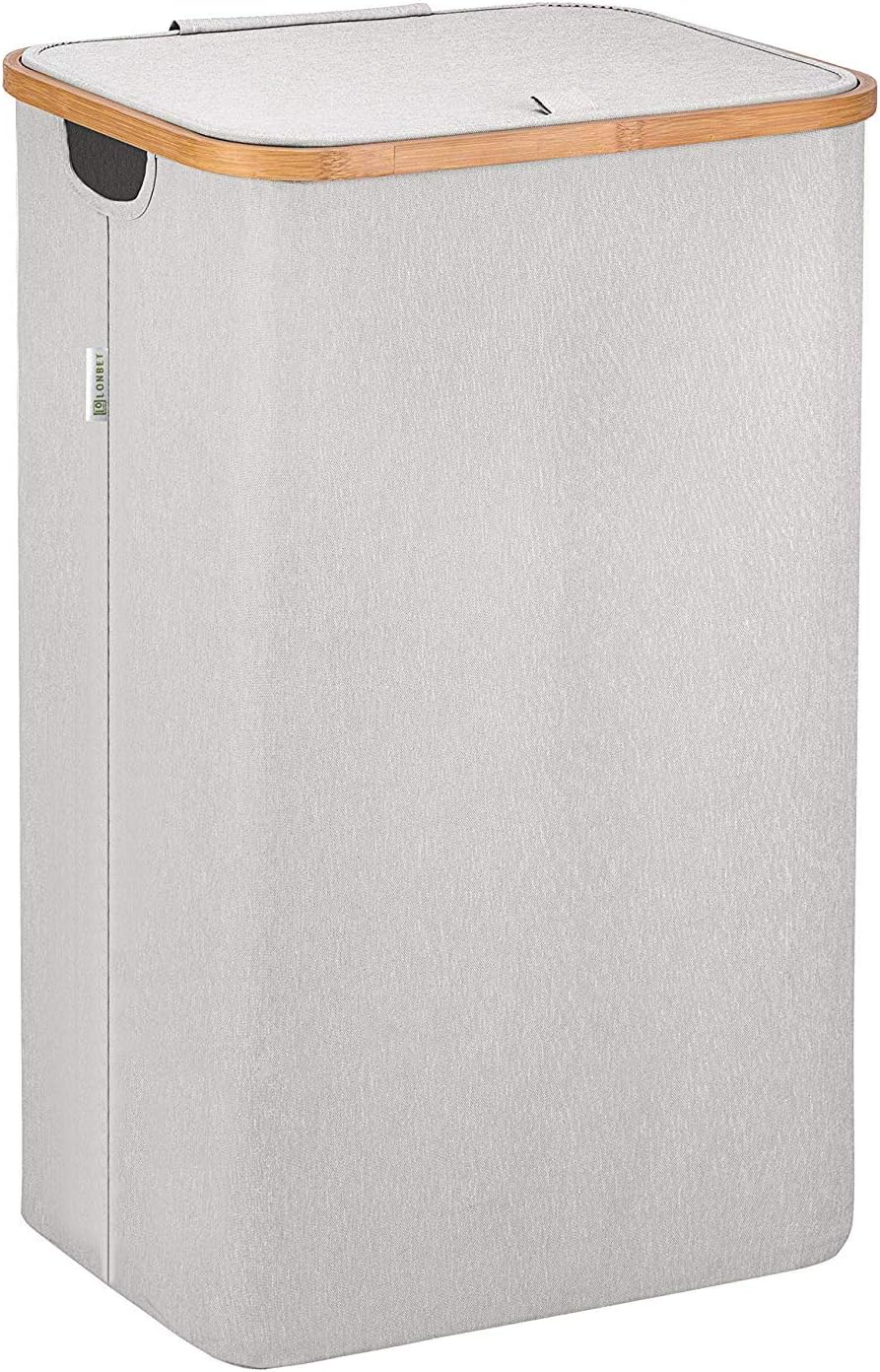 Lonbet Wäschekorb mit Deckel und Griffen, Wäschekörbe große 100 Liter
