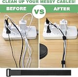 Yiezio 6m Cable Straps 30 Buckles Hook Loop Ties Organizer 2cm Black Adjustable view 6