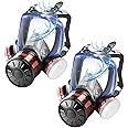 UXLXLK Full Face Gas Mask: 2Pack Gas Masks Survival Nuclear and Chemical with 40mm & P-A-1 Activated Carbon Filter Full Face Respirator Mask Used for Dust Spray Machining Soldering Polishing Welding